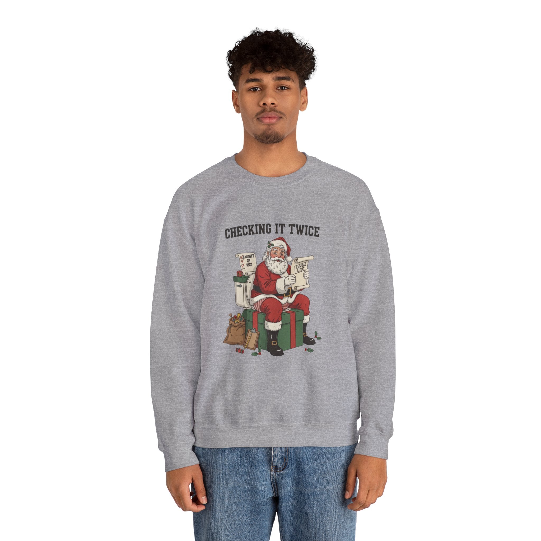 Christmas Sweatshirt - "Checking It Twice" Santa Crewneck