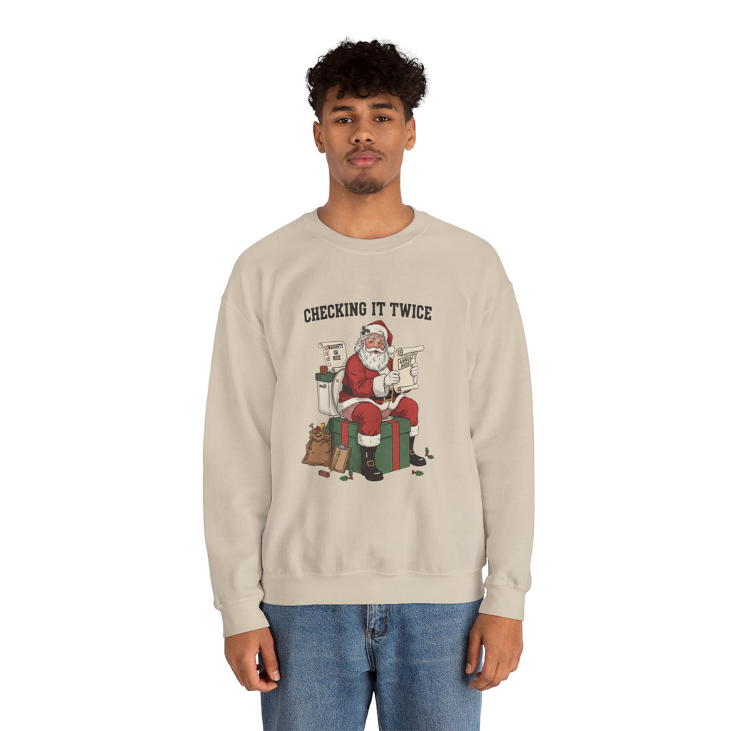 Christmas Sweatshirt - "Checking It Twice" Santa Crewneck