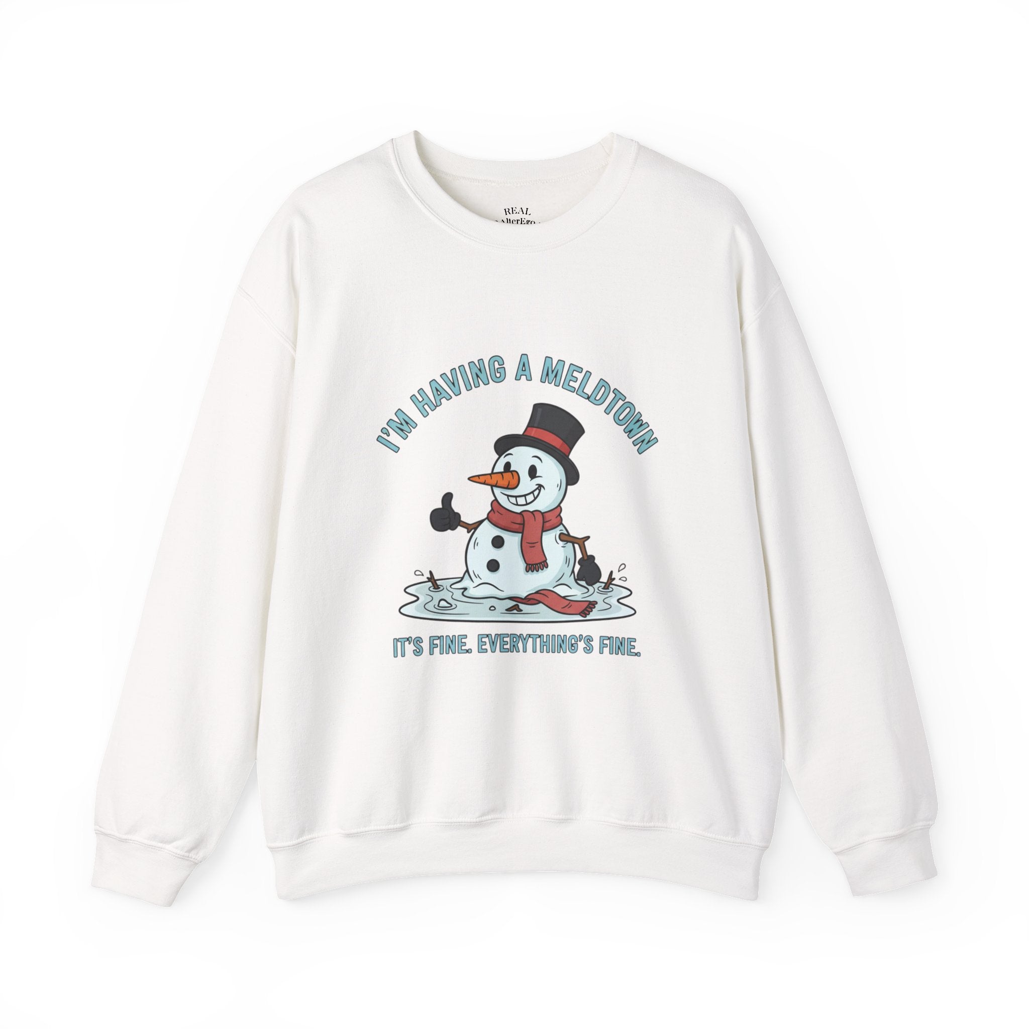Melted Snowman Crewneck Sweatshirt  "I'm Having a Meltdown" Funny Holiday Sweater