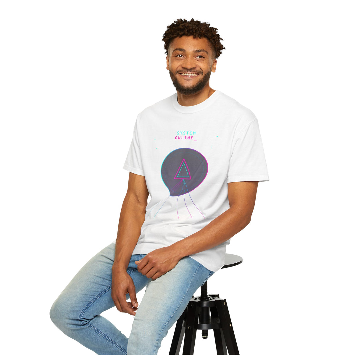 T-Shirt  'System Online' Retro Synthwave Circle Graphic Tee