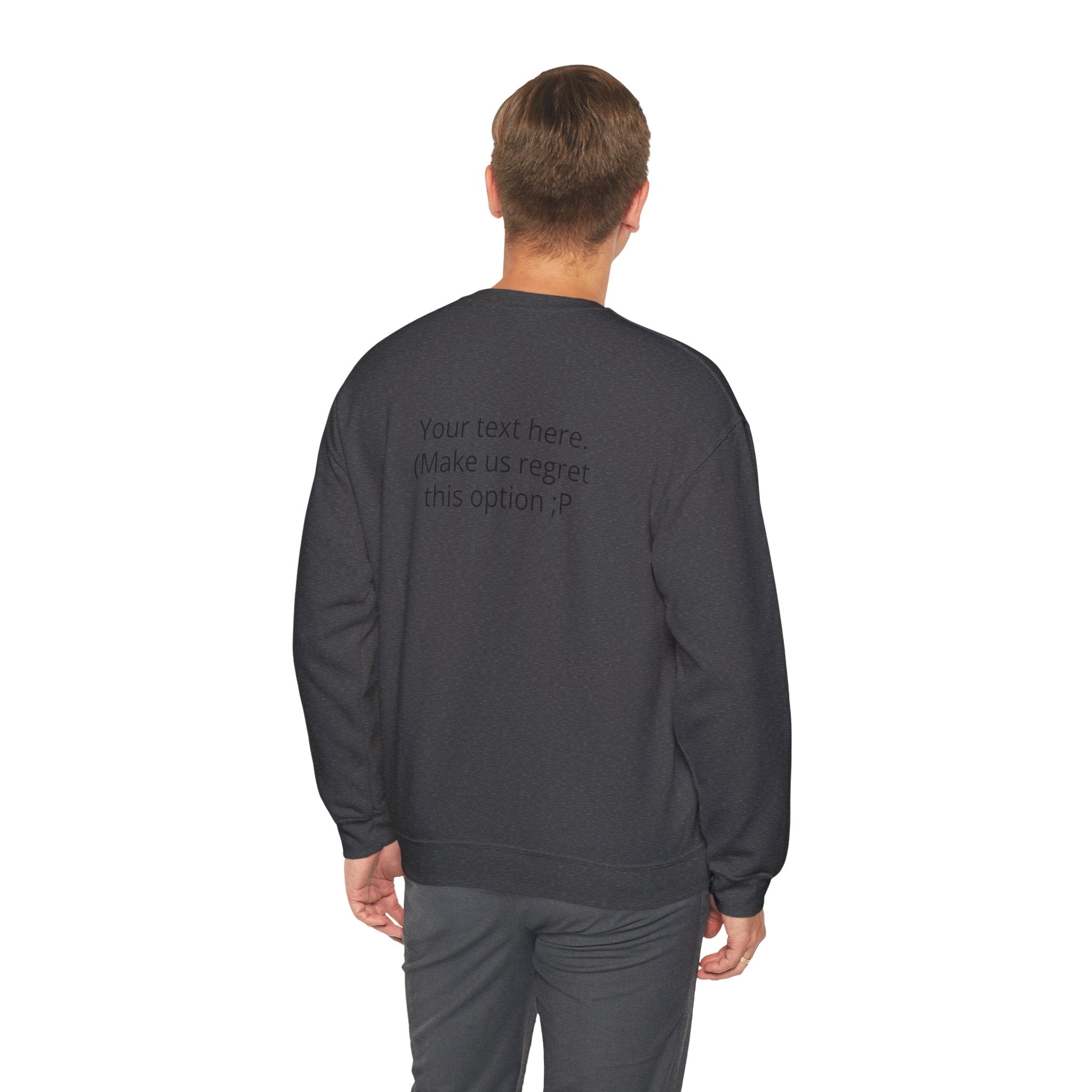 Customizable Joke Sweatshirt — "Your text here. (Make us regret this option ;P)" " Your Image or (whatever) here"