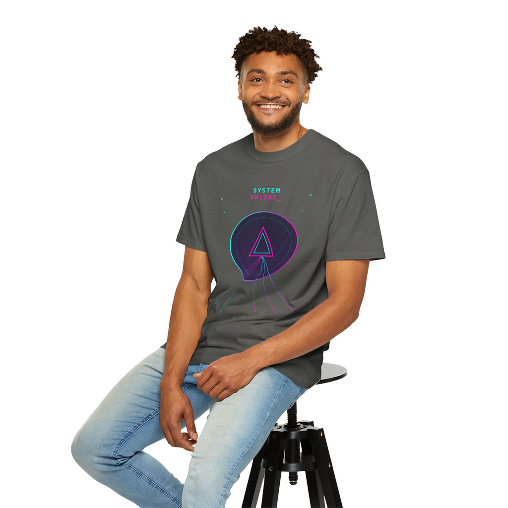 T-Shirt  'System Online' Retro Synthwave Circle Graphic Tee