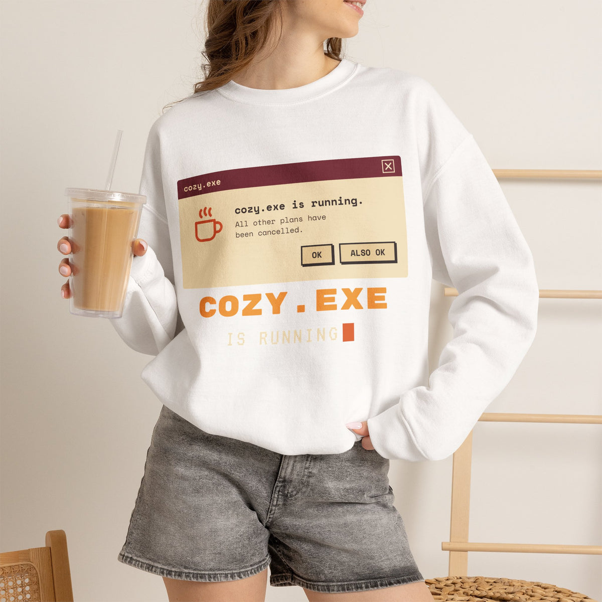Cozy.exe Crewneck Sweatshirt – Retro Computer Cozy Vibe