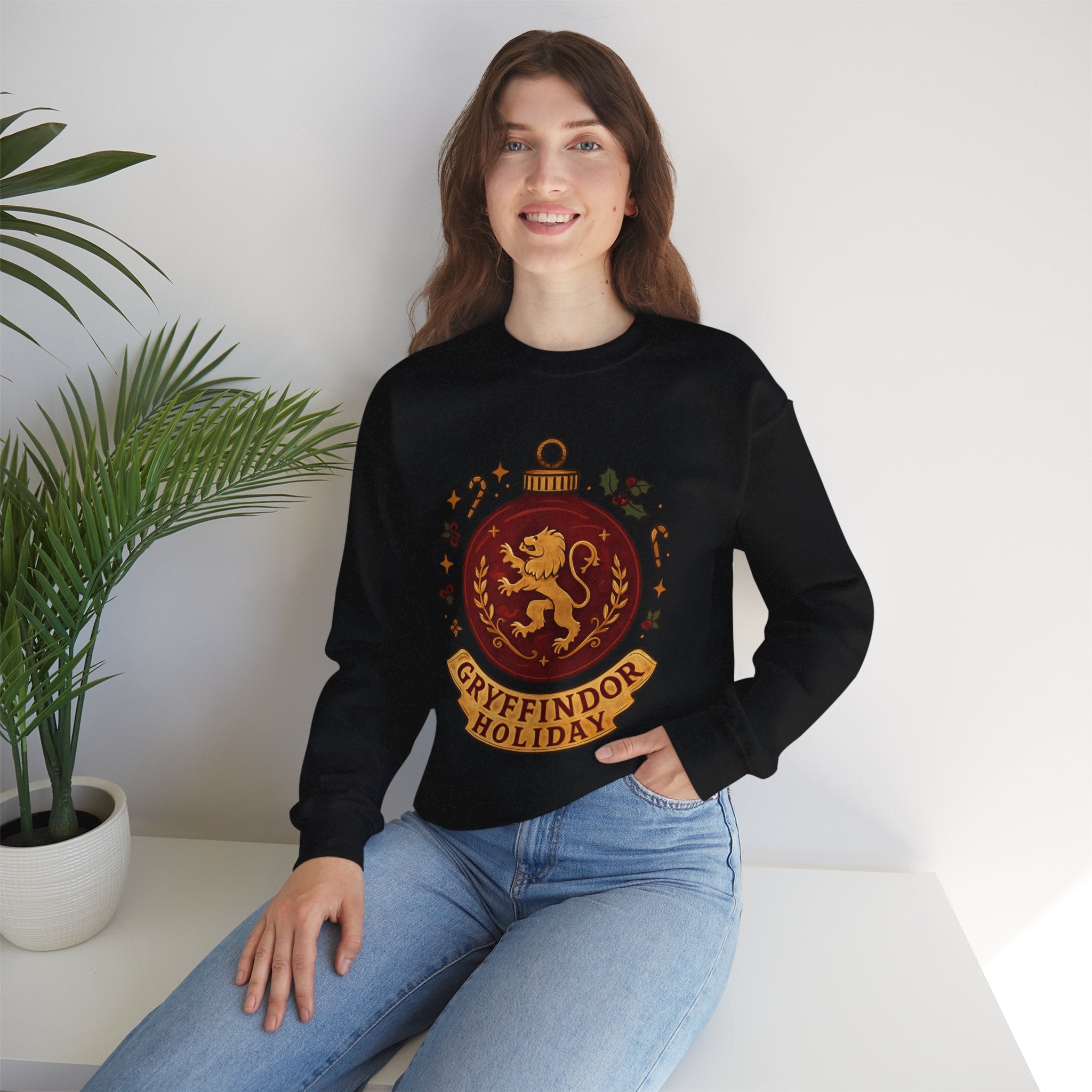 Gryffindor Holiday Sweatshirt — Festive Hogwarts Lion Crewneck