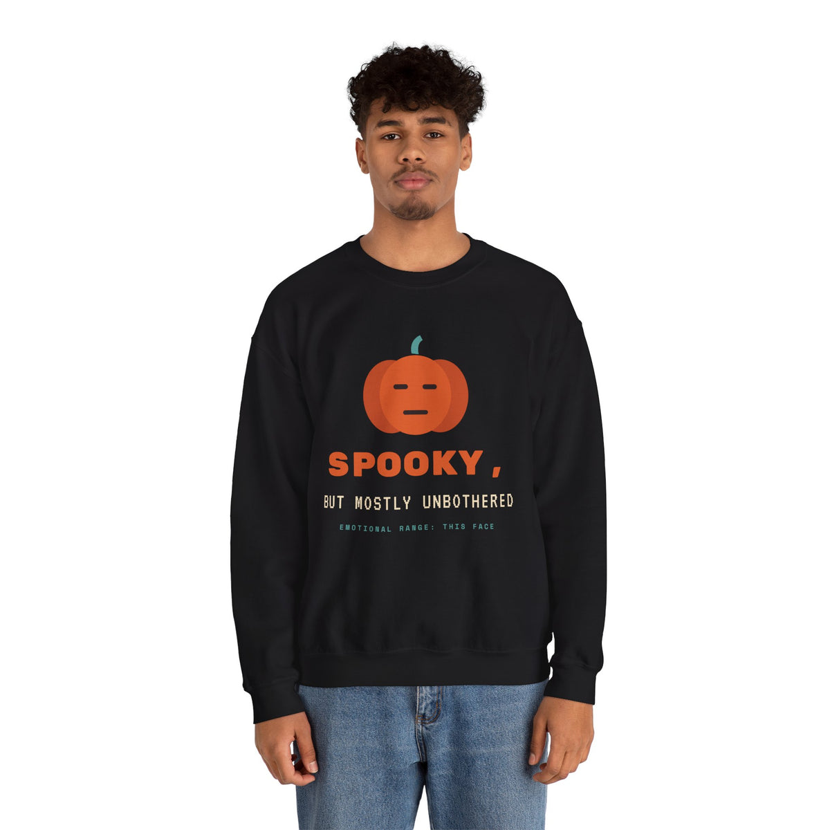 Spooky Pumpkin Crewneck Sweatshirt - Cute Minimal Halloween Pullover