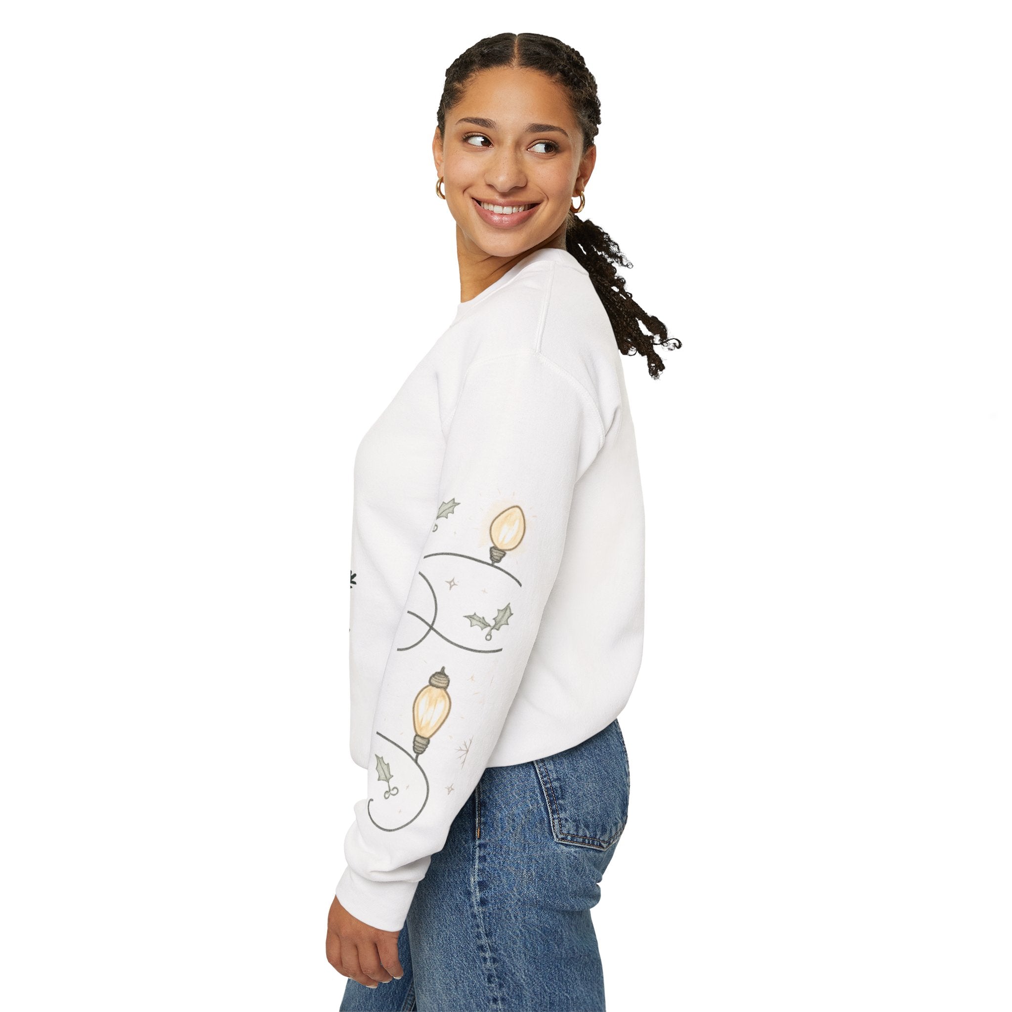 Christmas Lights Sleeve Crewneck Sweatshirt — Holiday Light-Up Sleeve Design