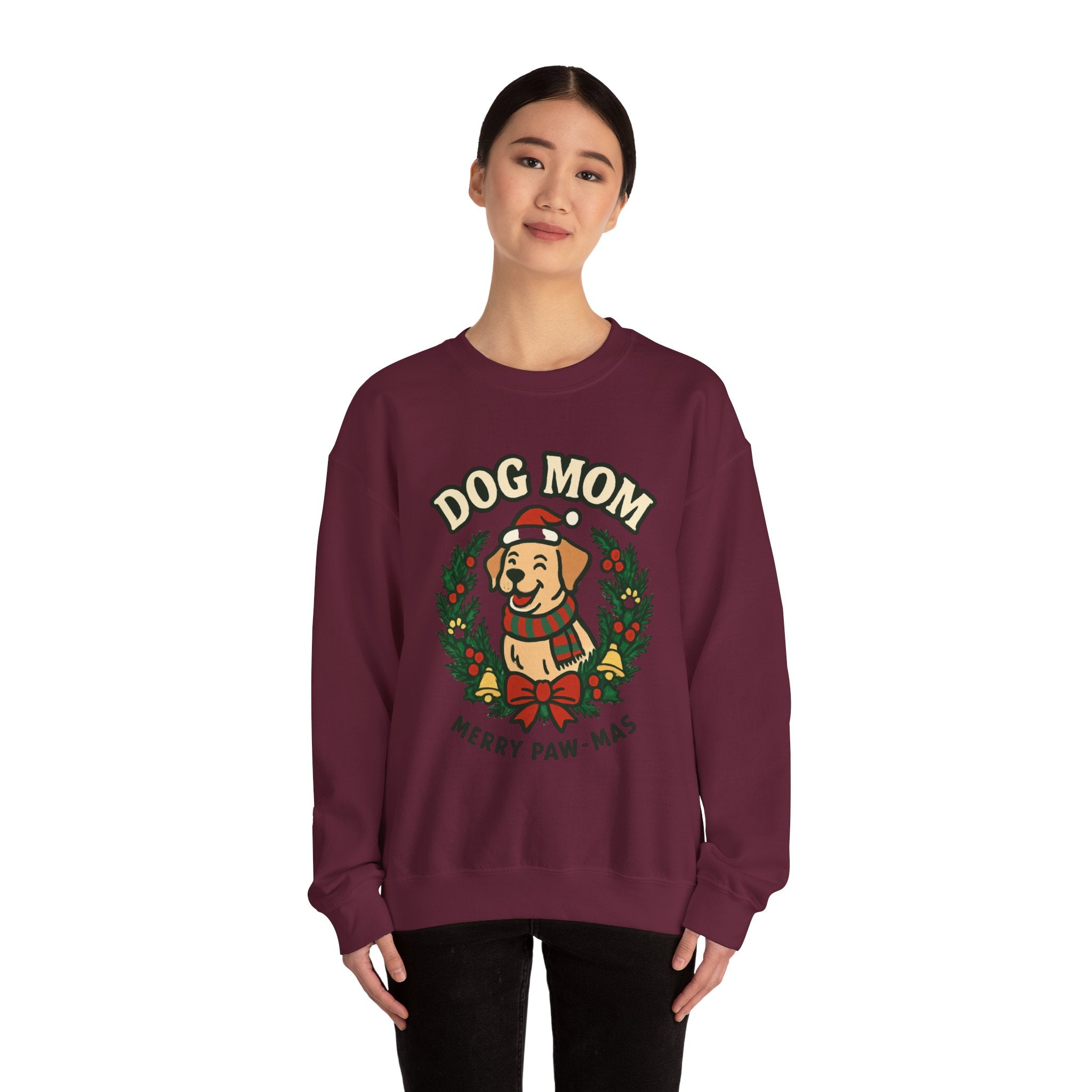 Dog Mom Sweatshirt — Merry Paw-mas Christmas Crewneck