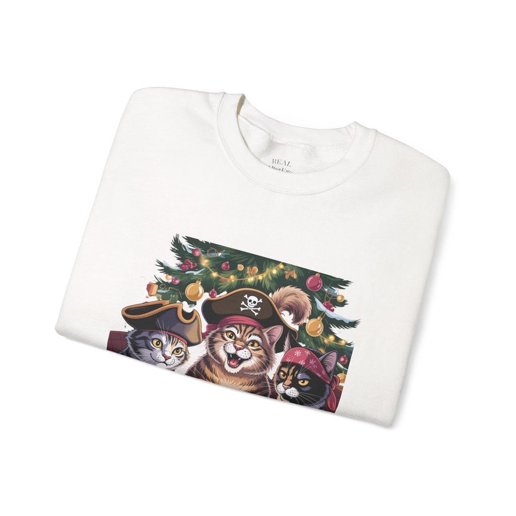 Holiday Pirate Cats Crewneck Sweatshirt – Poker Night at the Christmas Tree