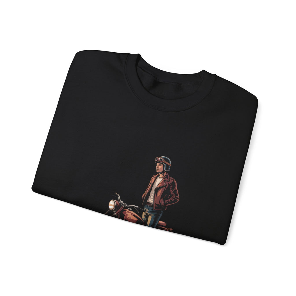 Vintage Motorcycle Rider Crewneck Sweatshirt – Retro Biker Graphic