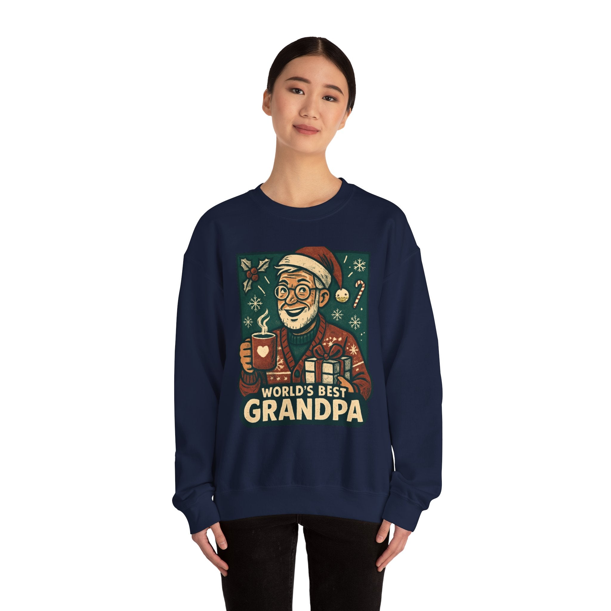 World’s Best Grandpa Christmas Sweatshirt — Cozy Holiday Grandpa Gift