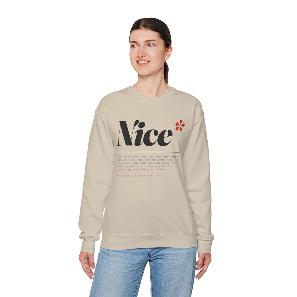 Nice Graphic Crewneck Sweatshirt - Minimal Text Logo Pullover