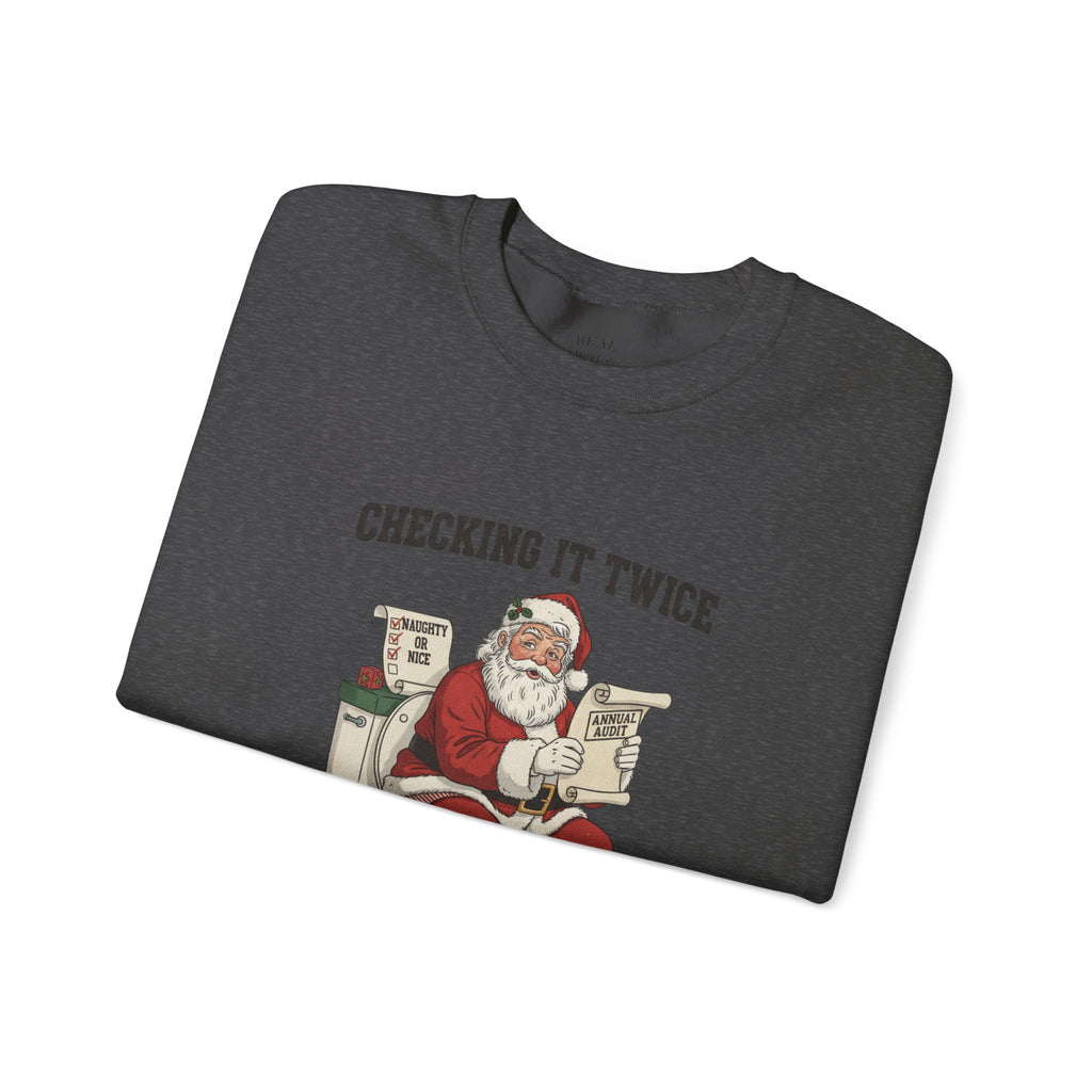 Christmas Sweatshirt - "Checking It Twice" Santa Crewneck