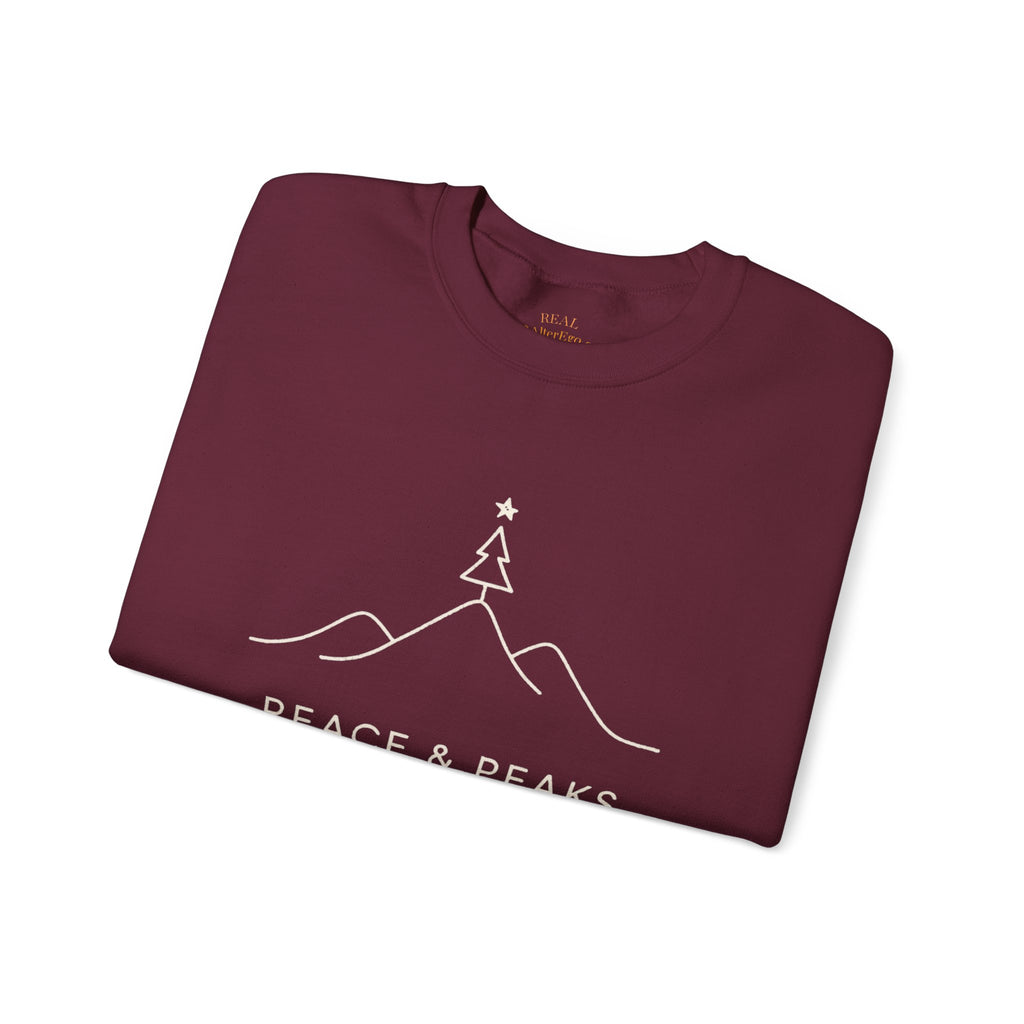 Peace & Peaks Sweatshirt — Minimal Mountain Christmas Crewneck