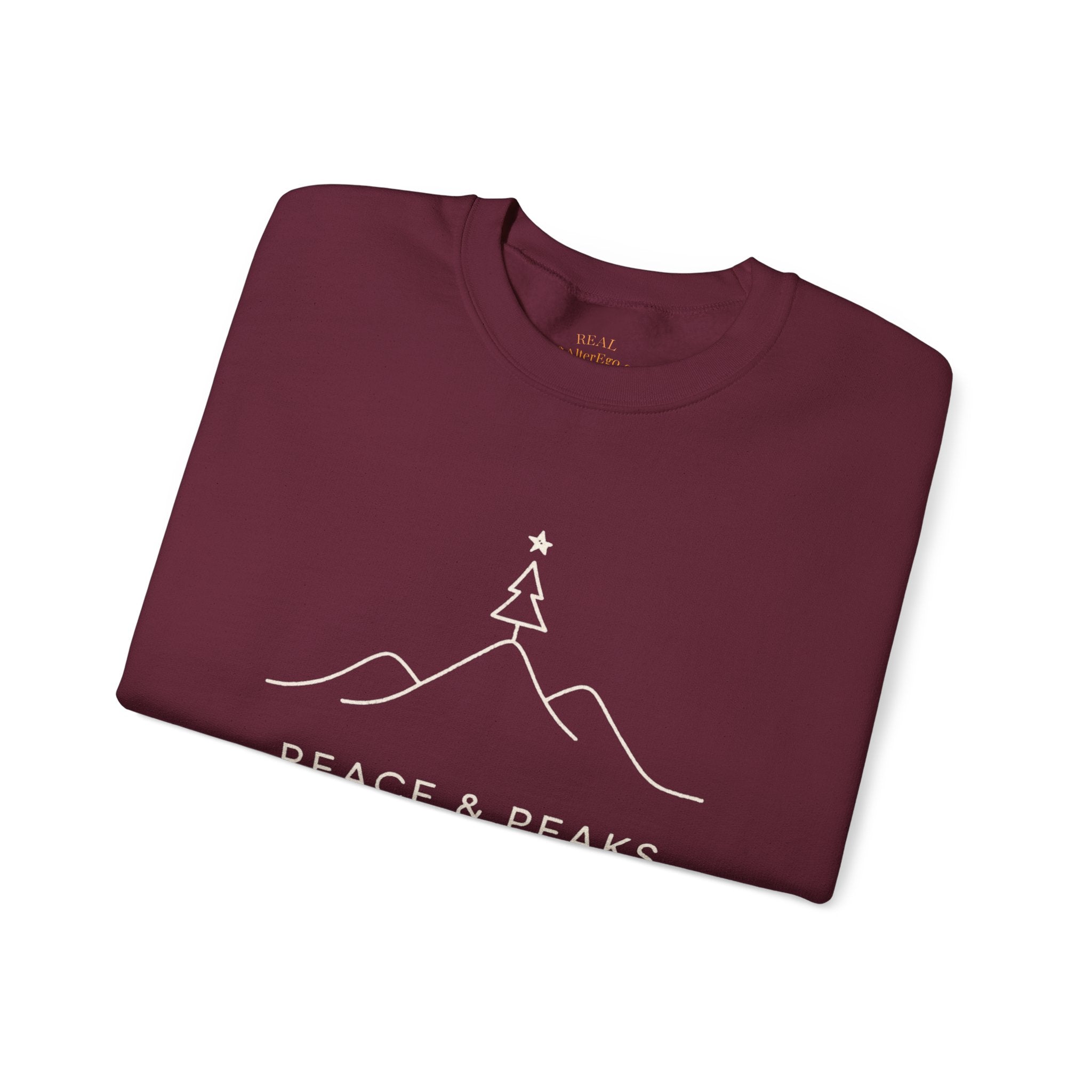 Peace & Peaks Sweatshirt — Minimal Mountain Christmas Crewneck