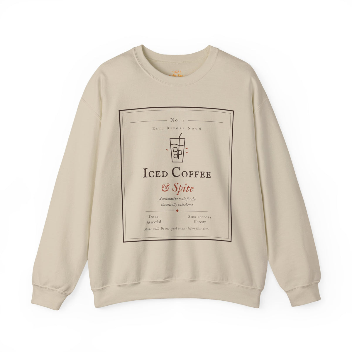 Iced Coffee & Spite Crewneck Sweatshirt - Minimal Café Graphic Sweater