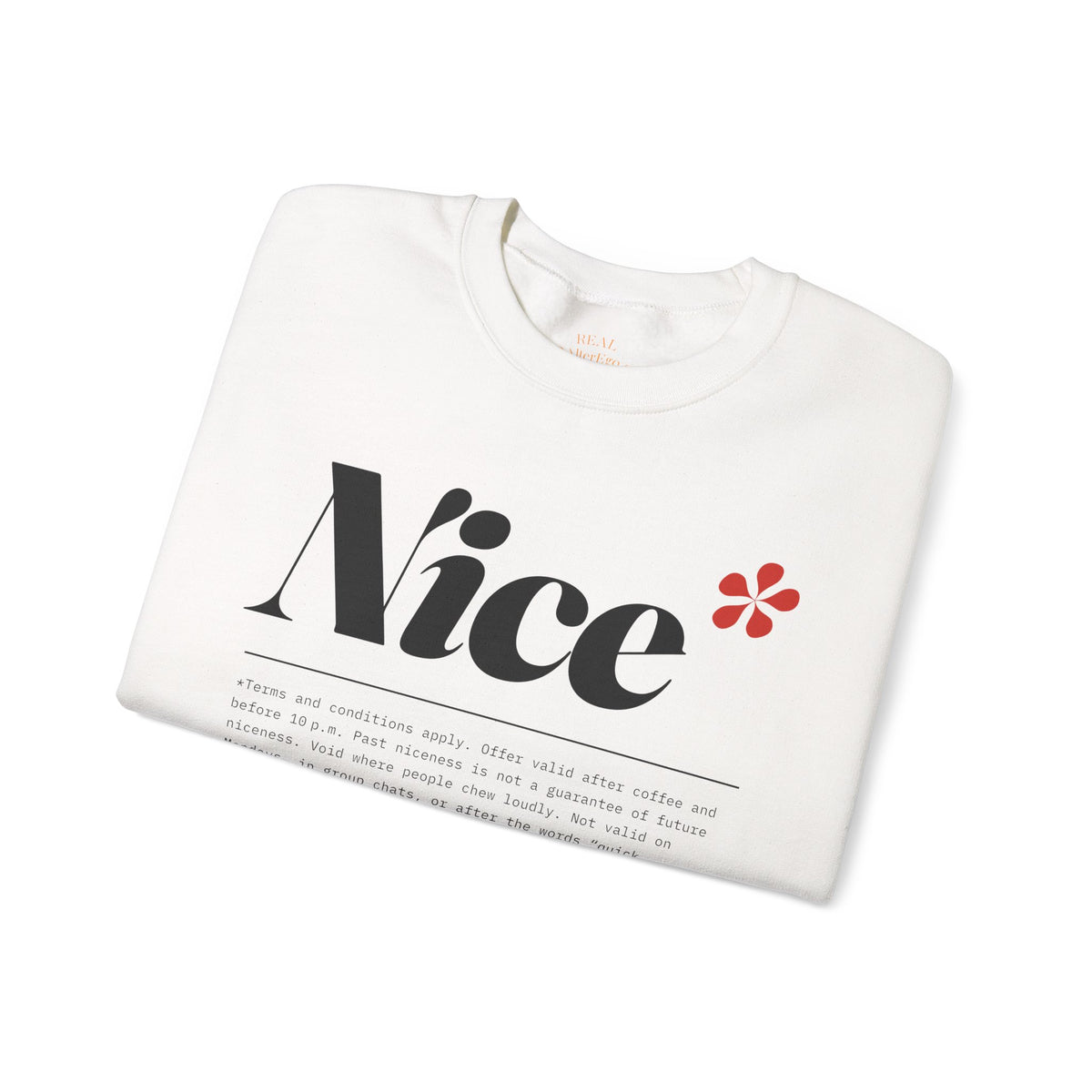 Nice Graphic Crewneck Sweatshirt - Minimal Text Logo Pullover