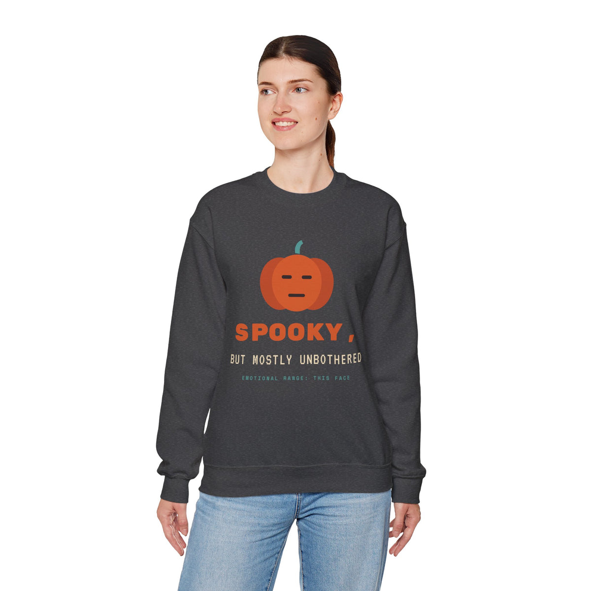 Spooky Pumpkin Crewneck Sweatshirt - Cute Minimal Halloween Pullover
