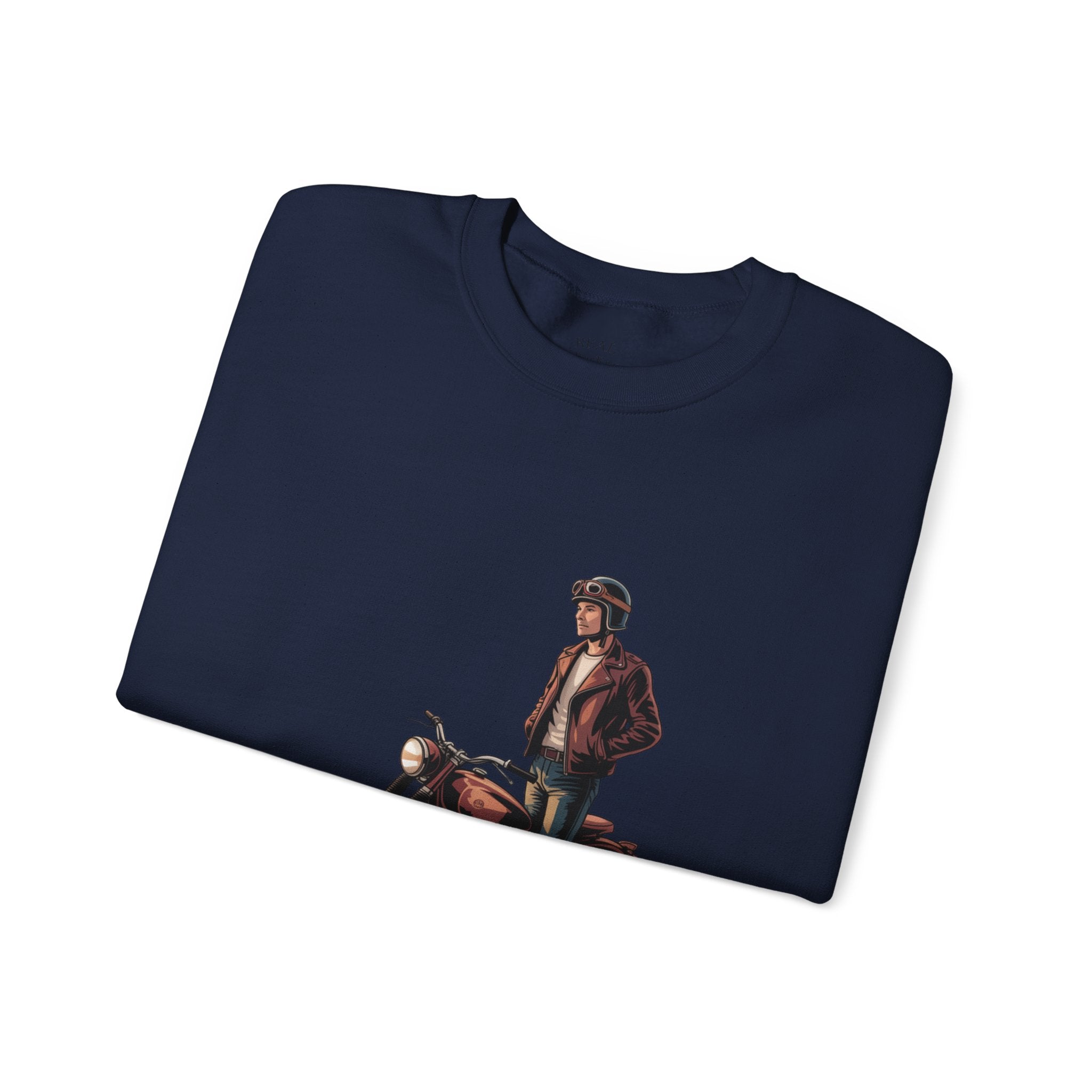 Vintage Motorcycle Rider Crewneck Sweatshirt – Retro Biker Graphic