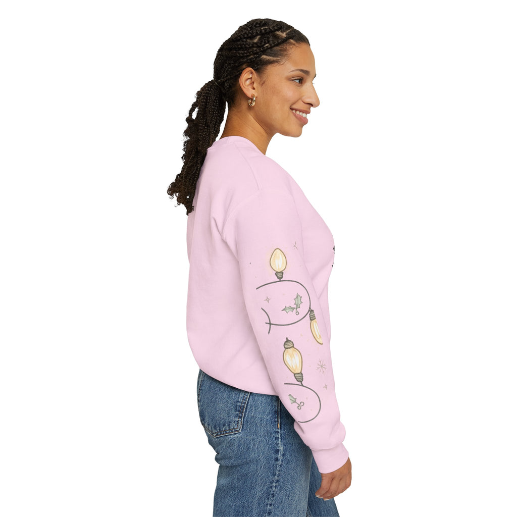 Christmas Lights Sleeve Crewneck Sweatshirt — Holiday Light-Up Sleeve Design