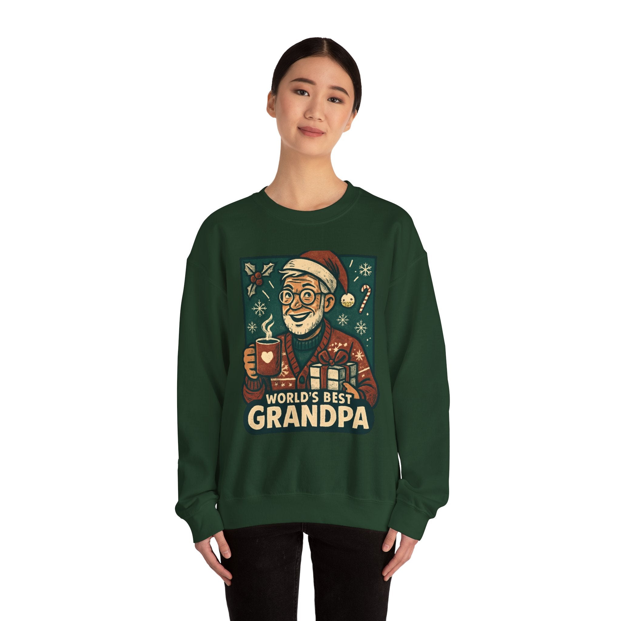 World’s Best Grandpa Christmas Sweatshirt — Cozy Holiday Grandpa Gift
