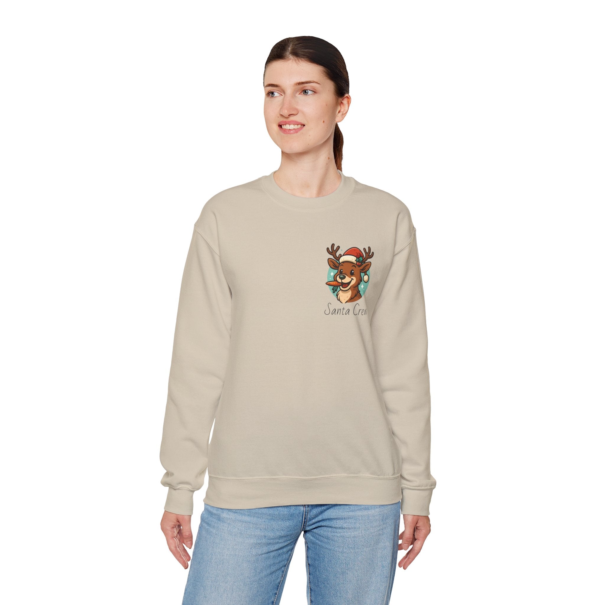 Crewneck Sweatshirt Cute Reindeer 'Santa Squad' Christmas Pullover