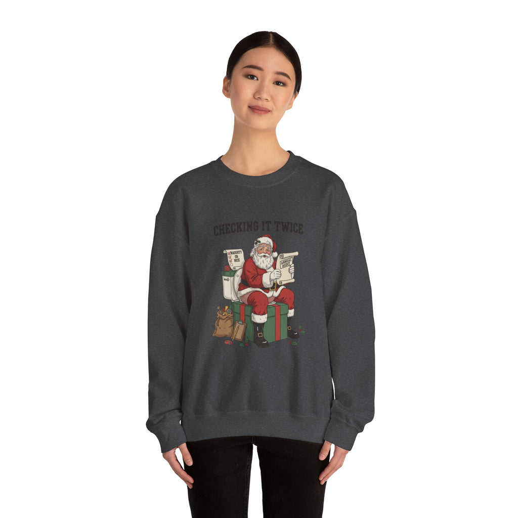 Christmas Sweatshirt - "Checking It Twice" Santa Crewneck