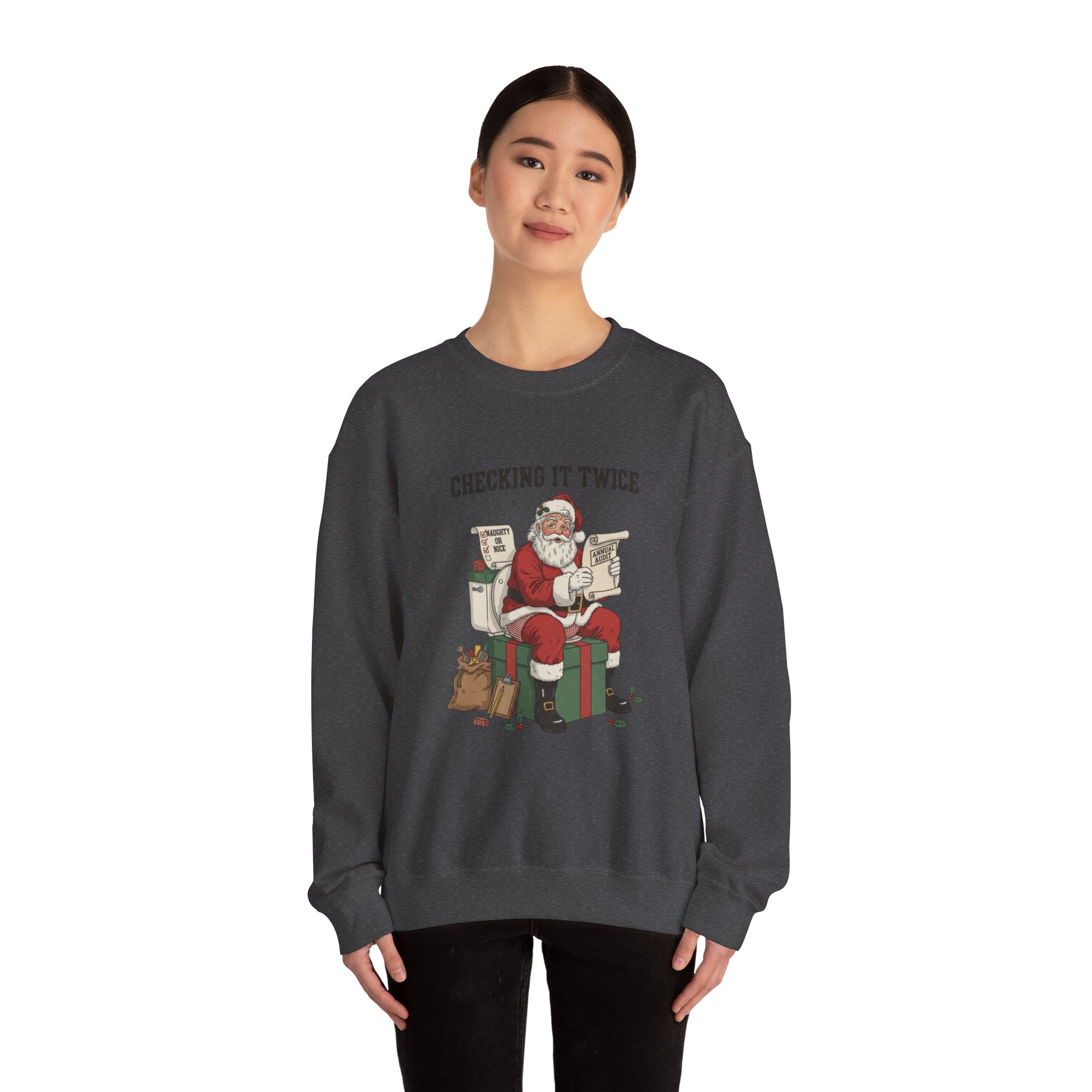 Christmas Sweatshirt - "Checking It Twice" Santa Crewneck