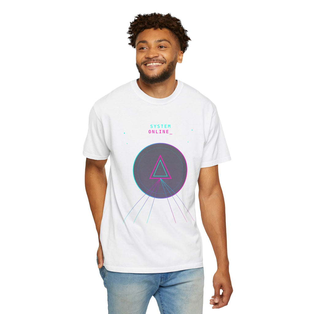 T-Shirt  'System Online' Retro Synthwave Circle Graphic Tee