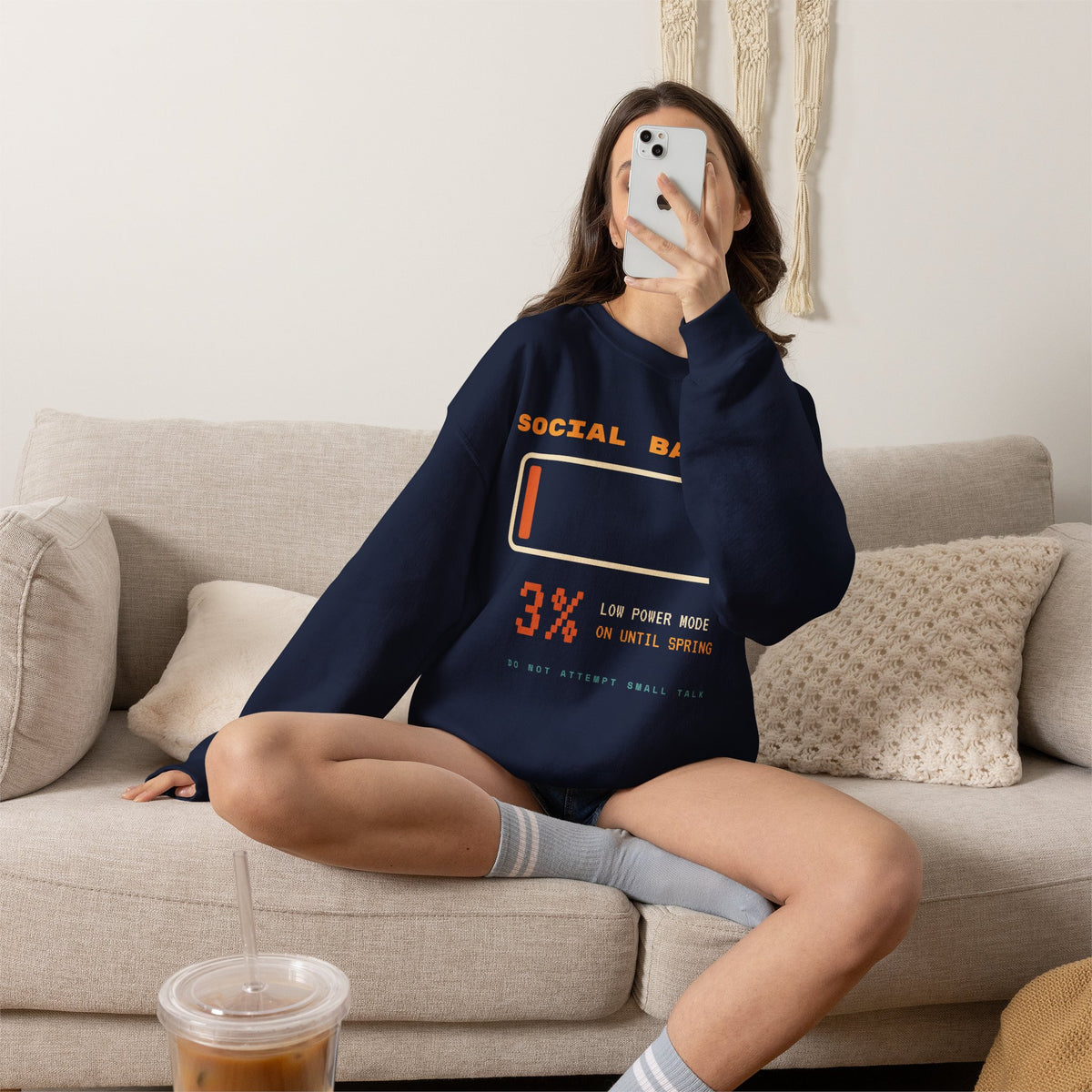 Social Battery 3% Crewneck Sweatshirt