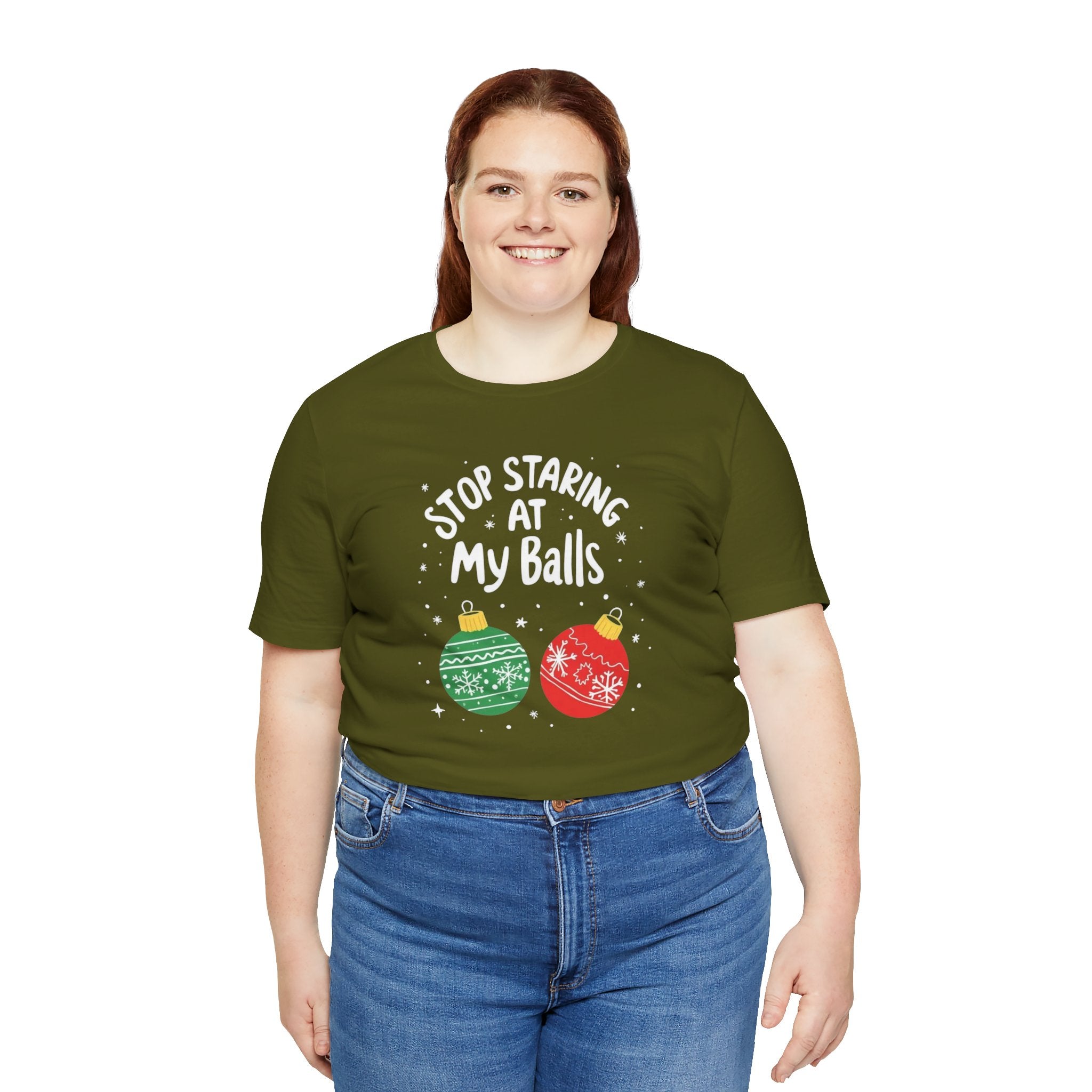 Funny Christmas T-Shirt - Stop Staring at My Balls