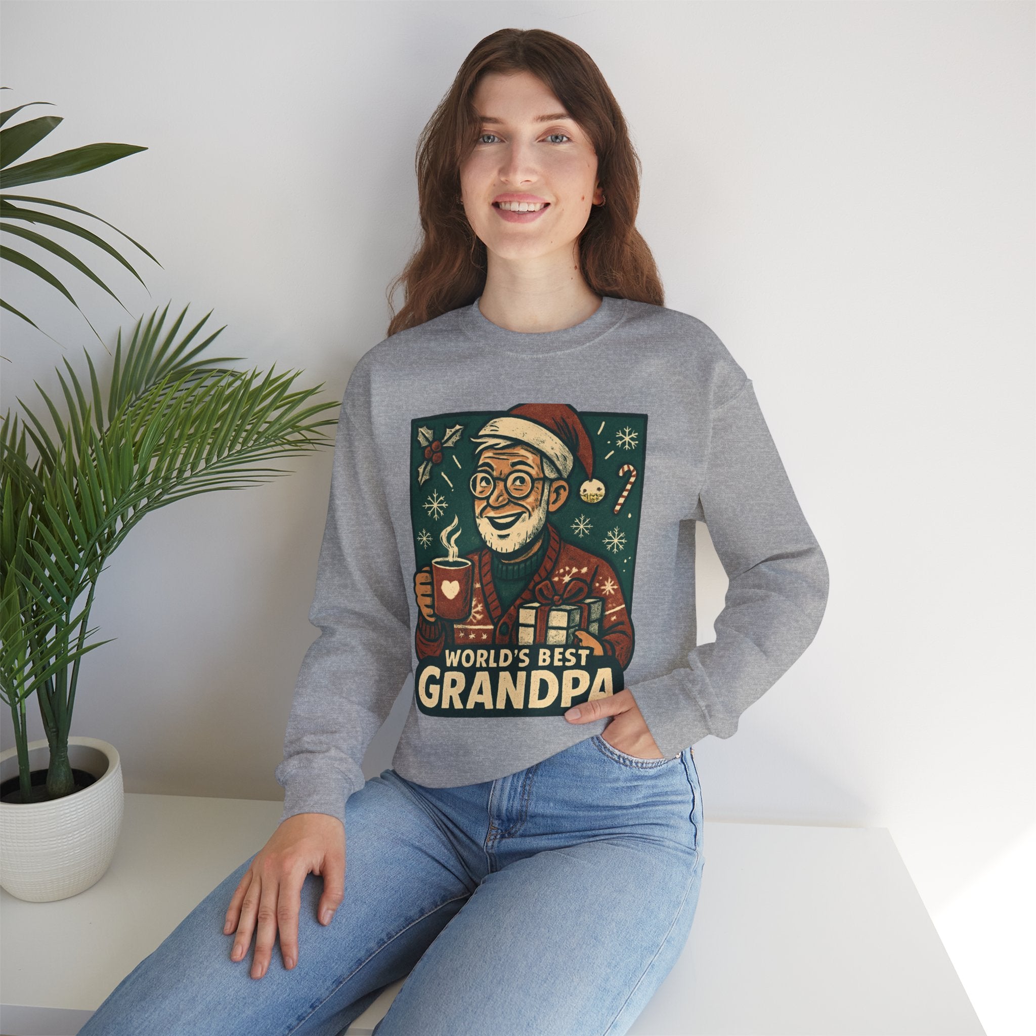 World’s Best Grandpa Christmas Sweatshirt — Cozy Holiday Grandpa Gift