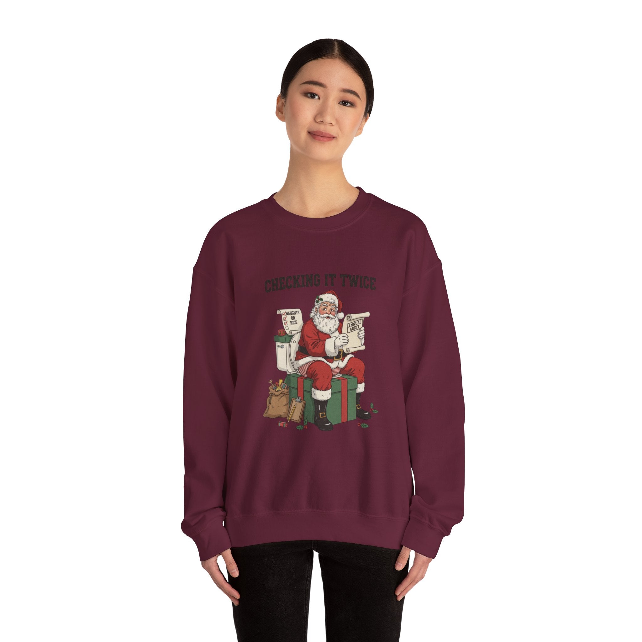 Christmas Sweatshirt - "Checking It Twice" Santa Crewneck