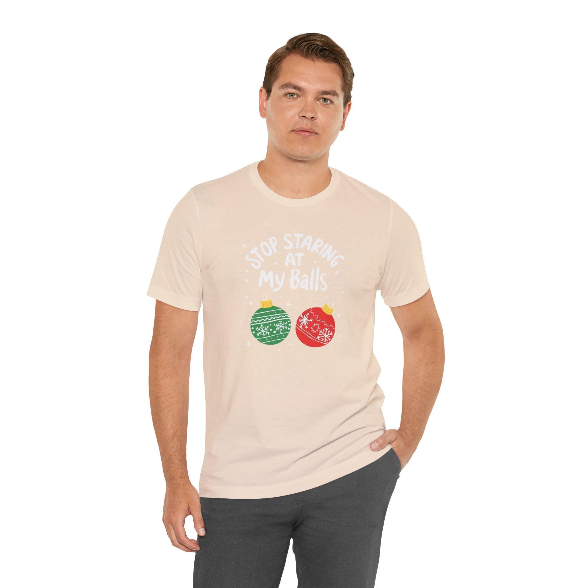 Funny Christmas T-Shirt - Stop Staring at My Balls