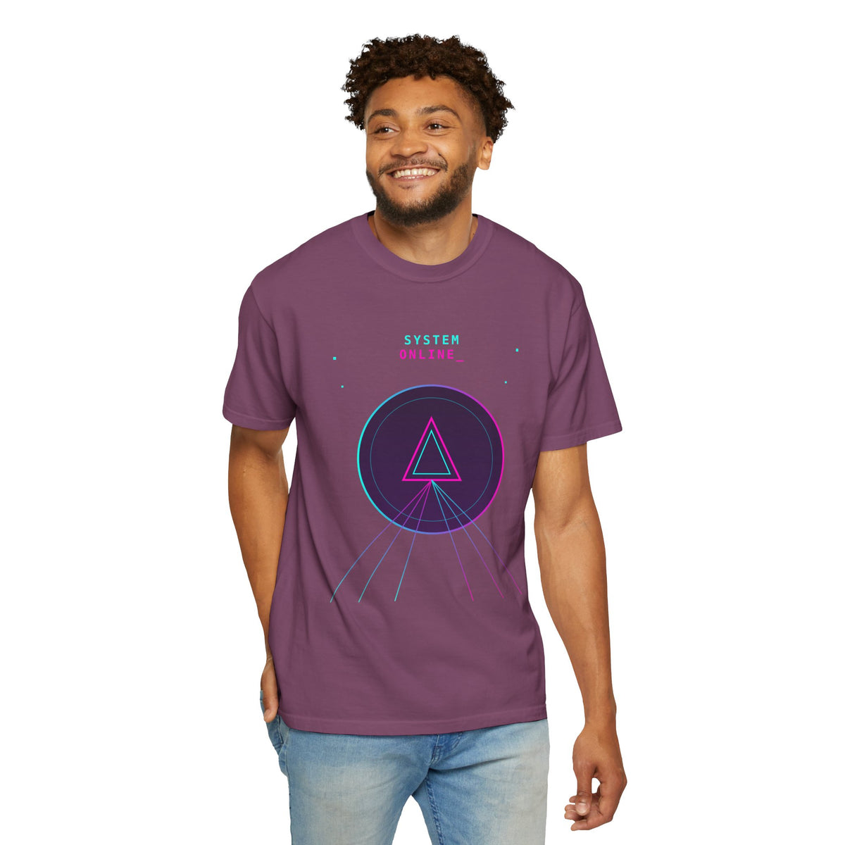 T-Shirt  'System Online' Retro Synthwave Circle Graphic Tee