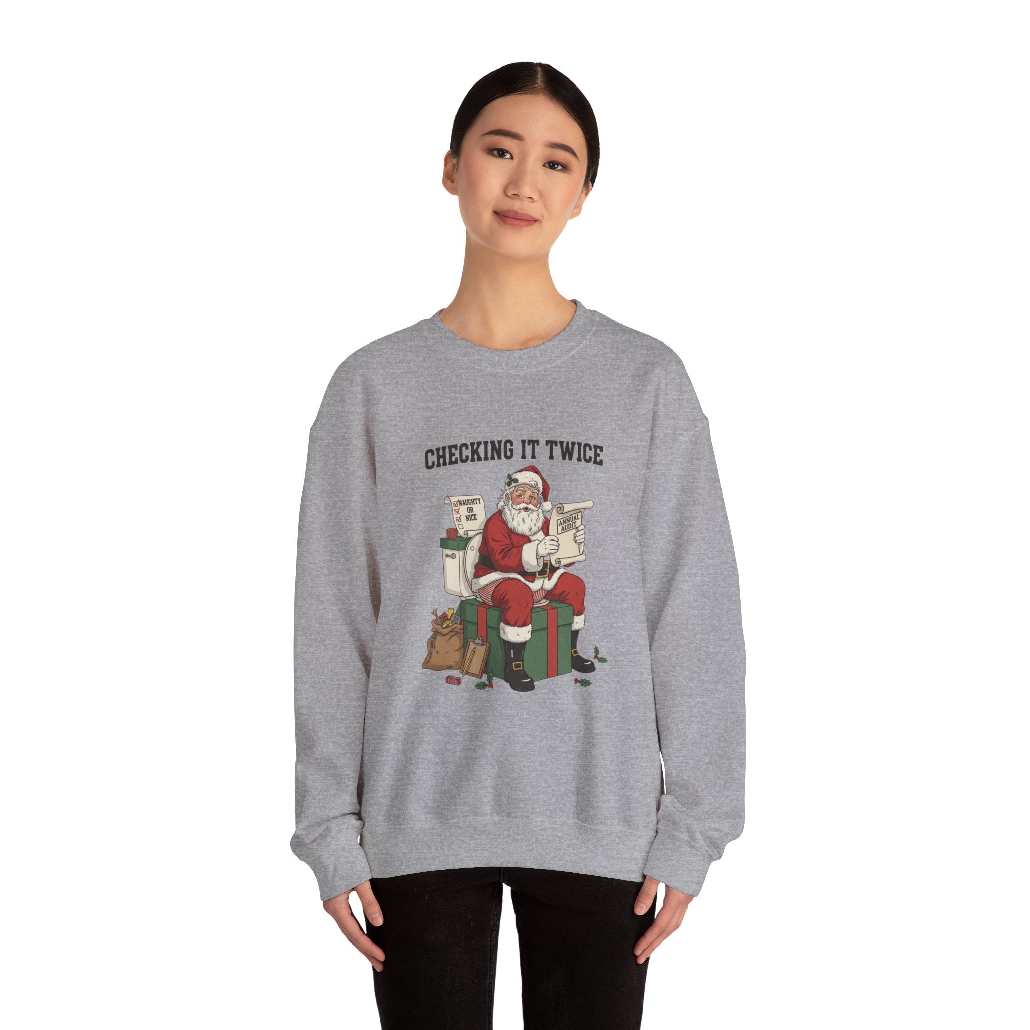 Christmas Sweatshirt - "Checking It Twice" Santa Crewneck