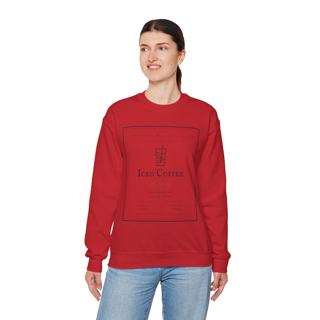 Iced Coffee & Spite Crewneck Sweatshirt - Minimal Café Graphic Sweater