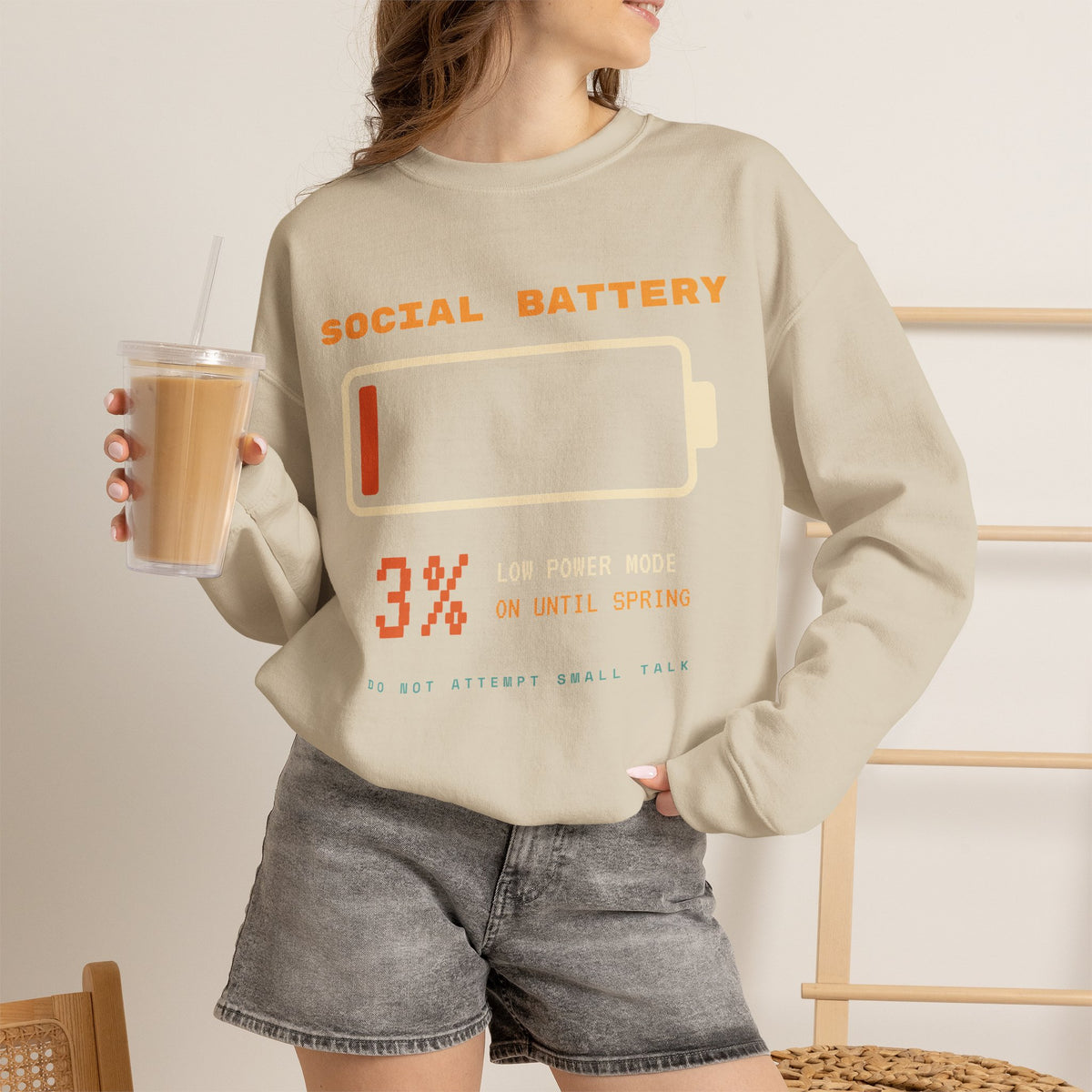 Social Battery 3% Crewneck Sweatshirt