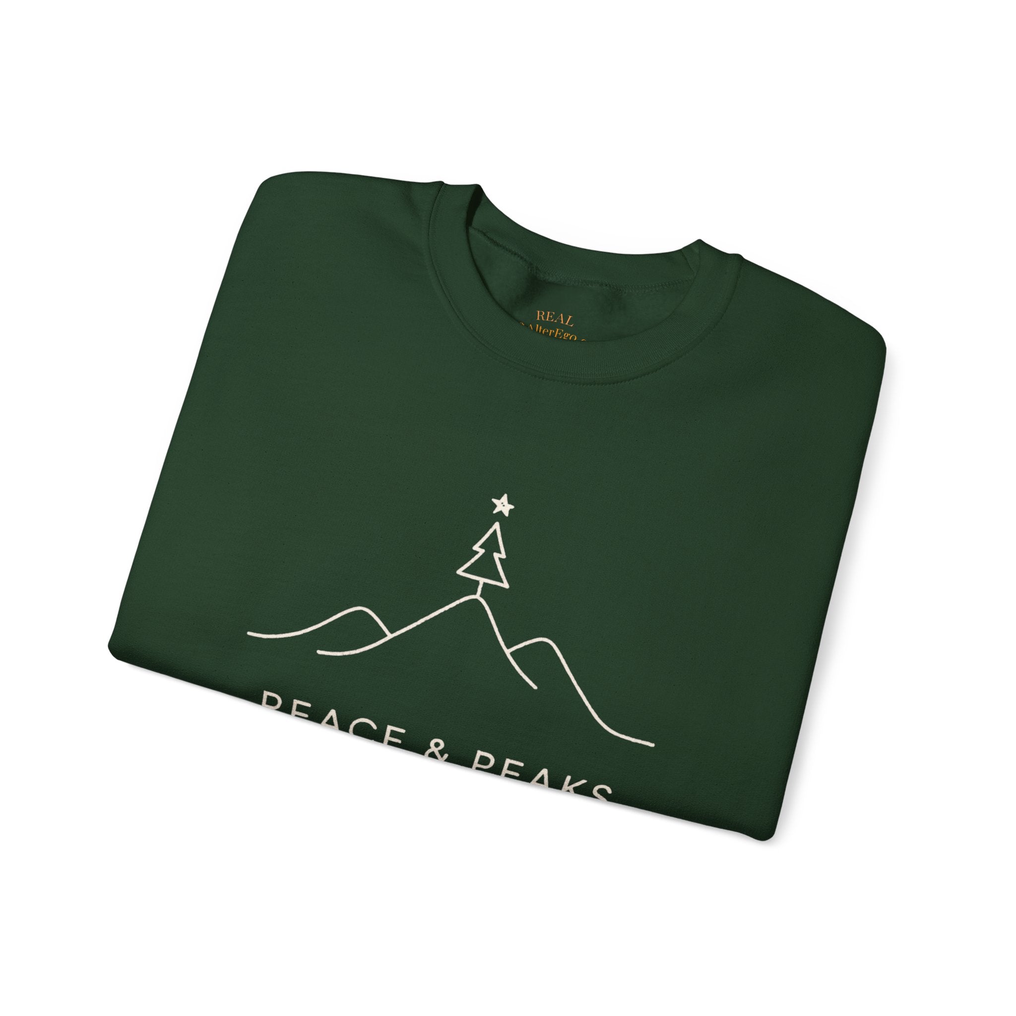 Peace & Peaks Sweatshirt — Minimal Mountain Christmas Crewneck