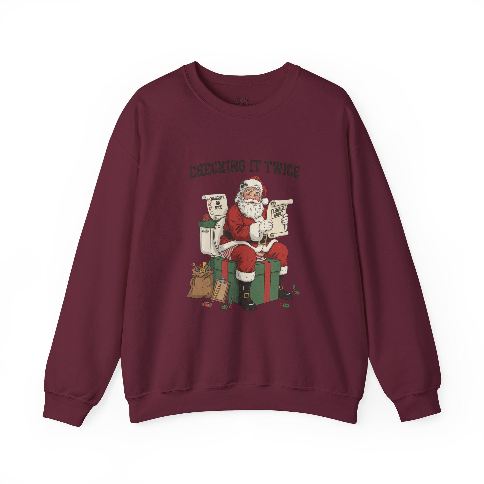 Christmas Sweatshirt - "Checking It Twice" Santa Crewneck