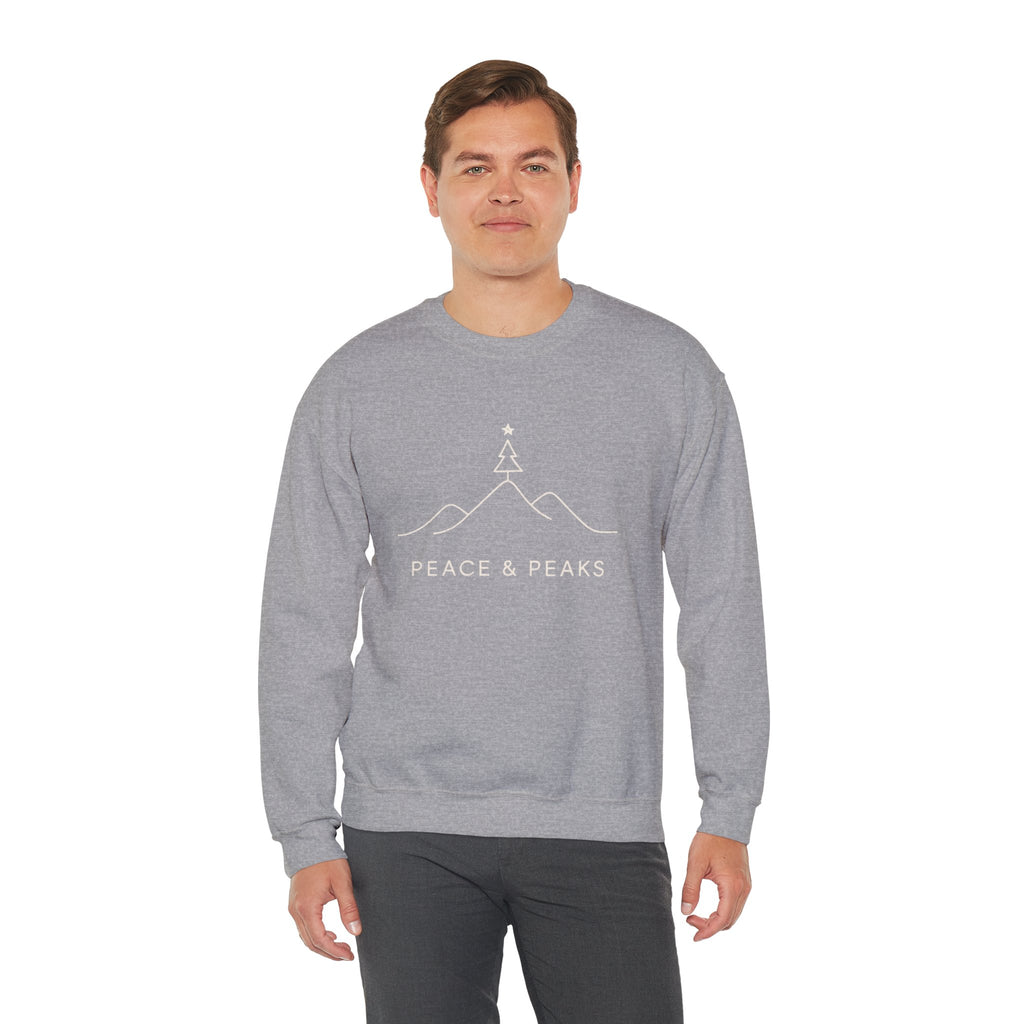 Peace & Peaks Sweatshirt — Minimal Mountain Christmas Crewneck