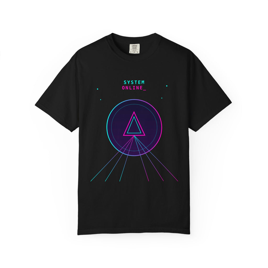 T-Shirt  'System Online' Retro Synthwave Circle Graphic Tee