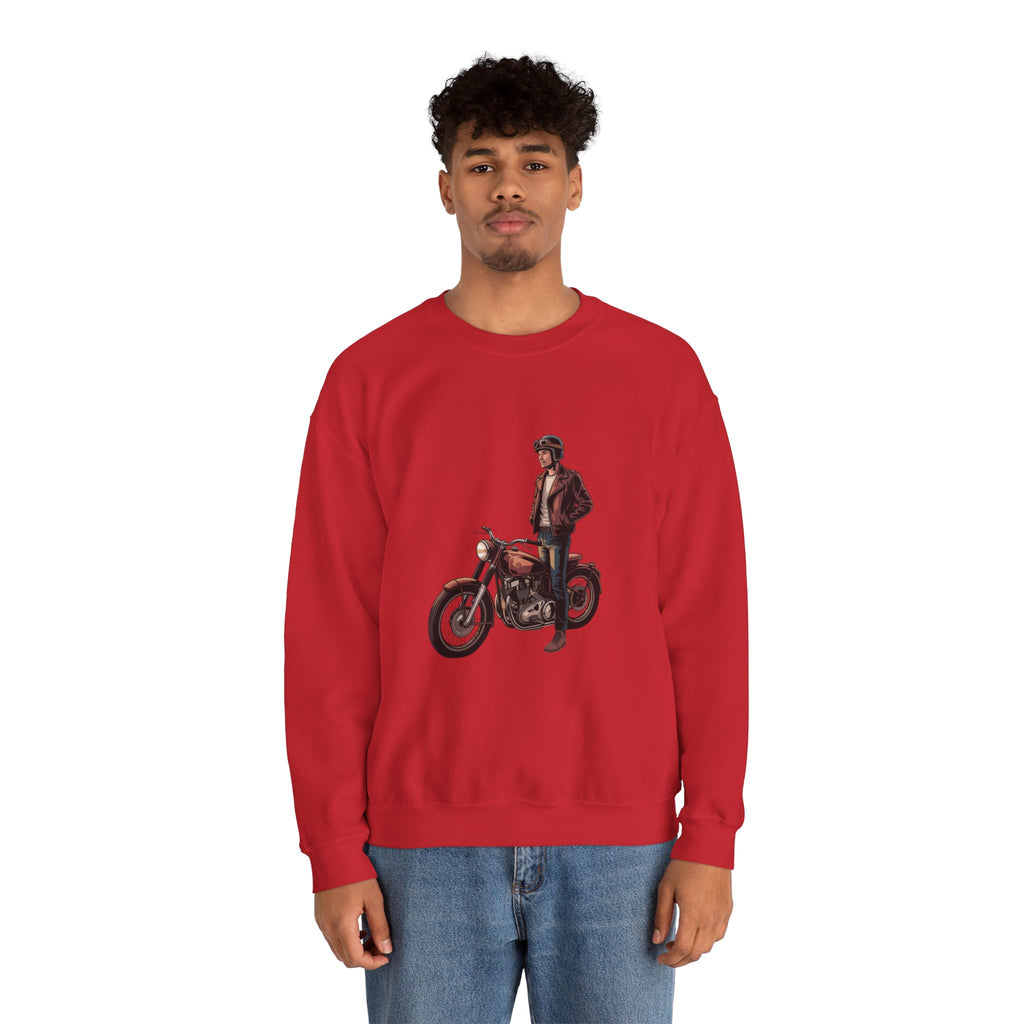 Vintage Motorcycle Rider Crewneck Sweatshirt – Retro Biker Graphic