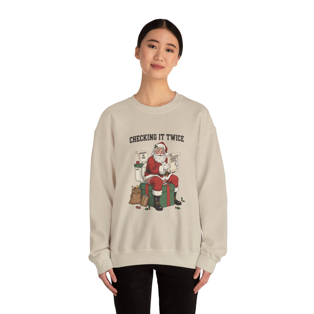Christmas Sweatshirt - "Checking It Twice" Santa Crewneck