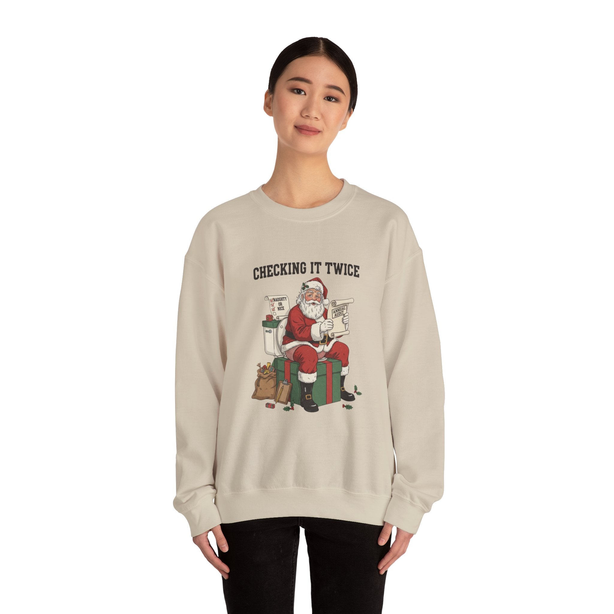 Christmas Sweatshirt - "Checking It Twice" Santa Crewneck