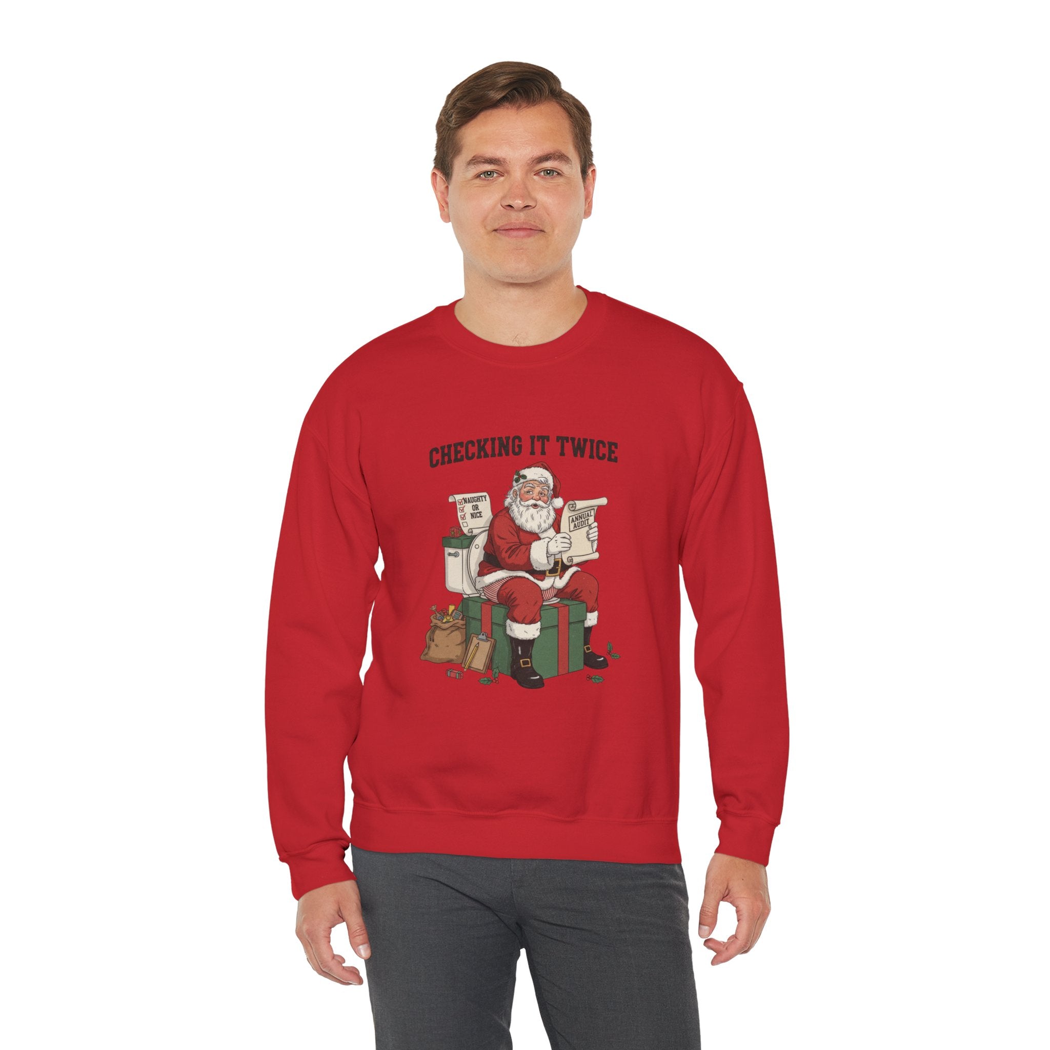 Christmas Sweatshirt - "Checking It Twice" Santa Crewneck