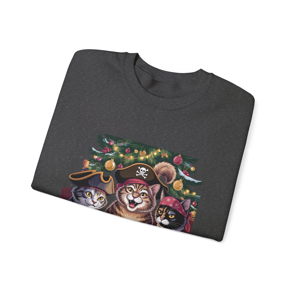 Holiday Pirate Cats Crewneck Sweatshirt – Poker Night at the Christmas Tree