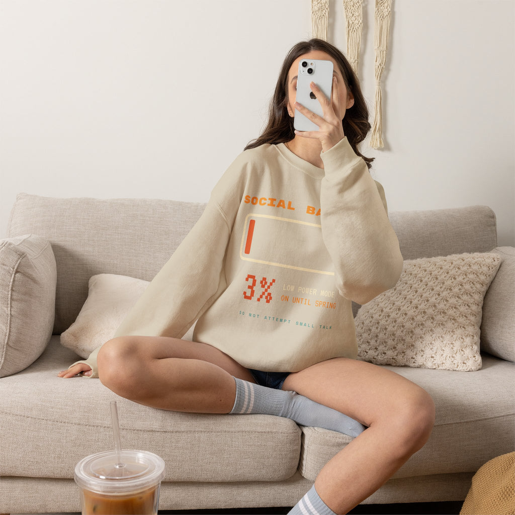 Social Battery 3% Crewneck Sweatshirt