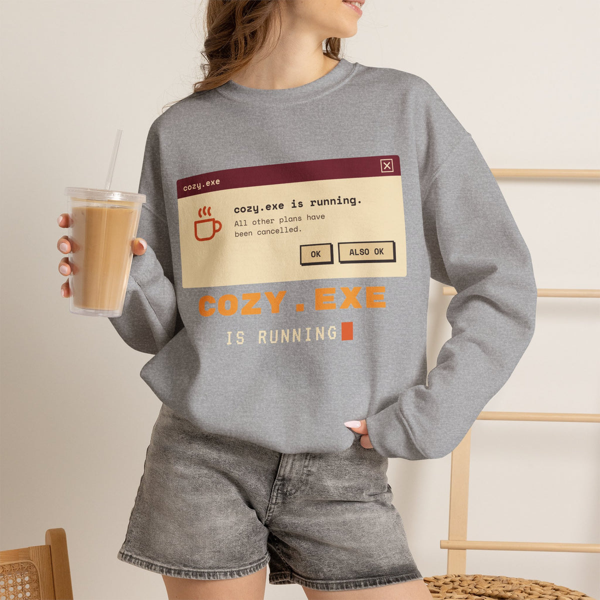 Cozy.exe Crewneck Sweatshirt – Retro Computer Cozy Vibe