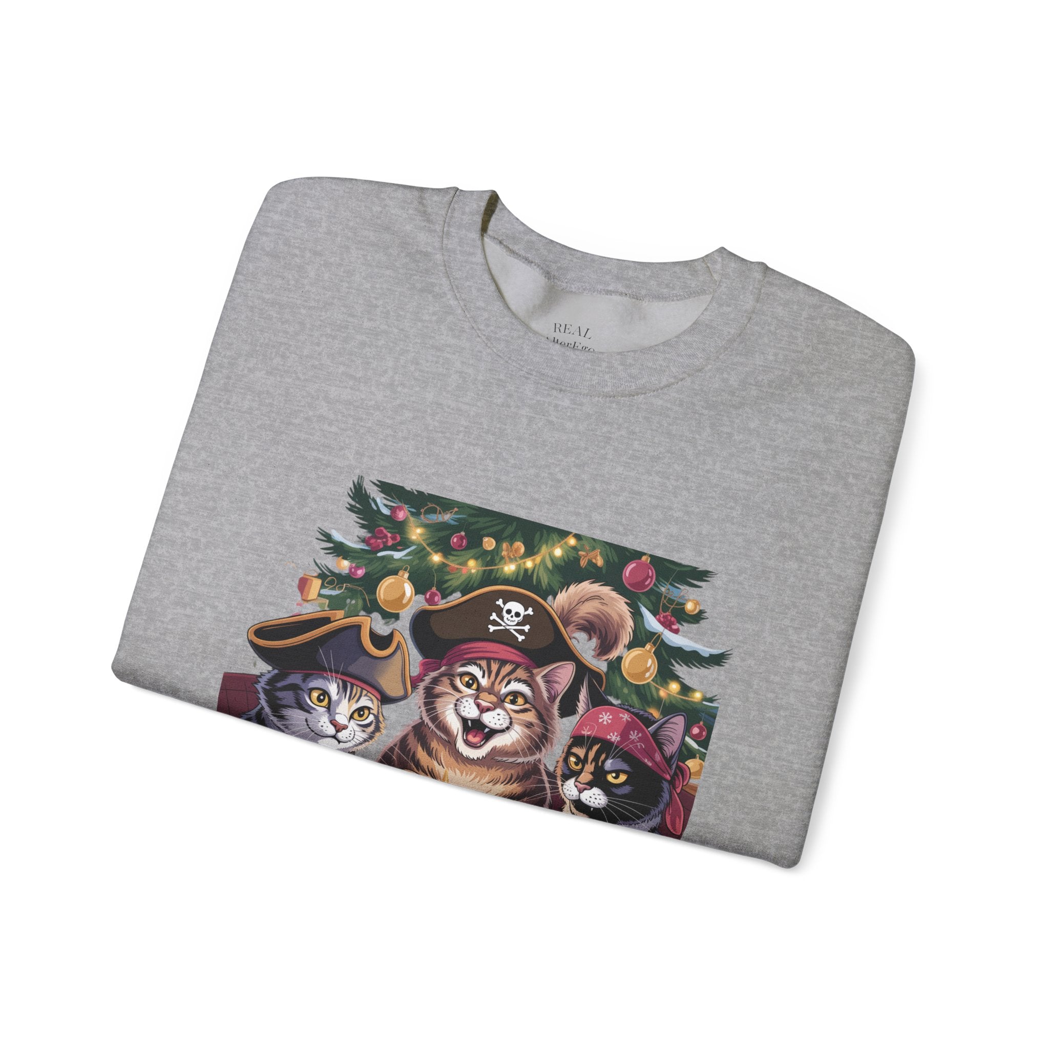 Holiday Pirate Cats Crewneck Sweatshirt – Poker Night at the Christmas Tree