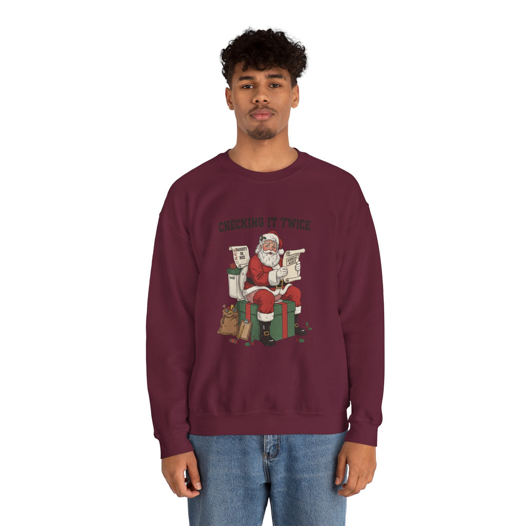 Christmas Sweatshirt - "Checking It Twice" Santa Crewneck